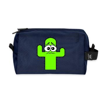 Cactus Face Fear Sad Desert Funny Cacti - Recycled Toiletry Zip Bag - navy - Front