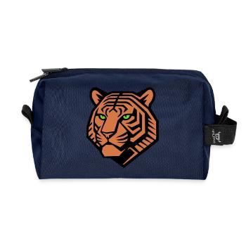 Geometric Tiger - Vector Design - Recycled Toiletry Zip Bag - navy - Front