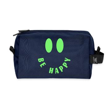 Be Happy - Smile - Positives Denken - Recycelte Kulturtasche - Navy - Vorne