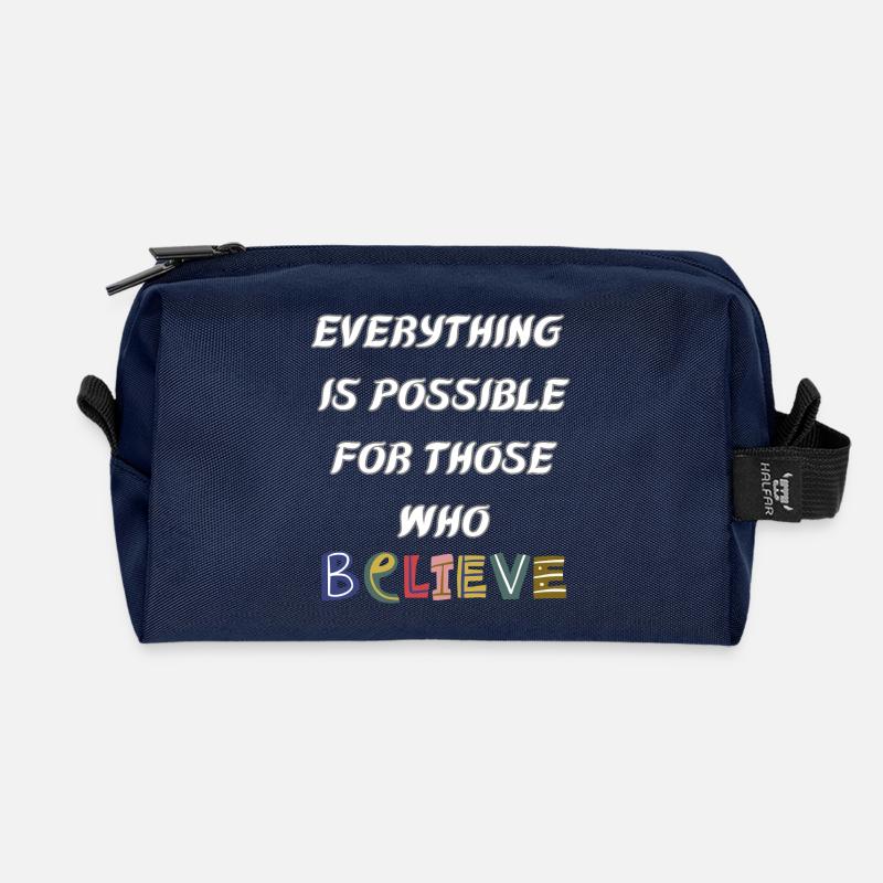 Everything is possible to him who believes - Recycled Toiletry Zip Bag - navy