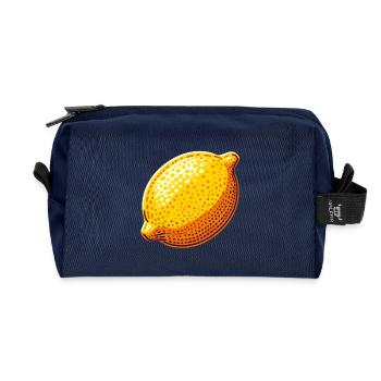 Leuchtend gelbe Pop-Art-Zitrone - Recycelte Kulturtasche - Navy - Vorne