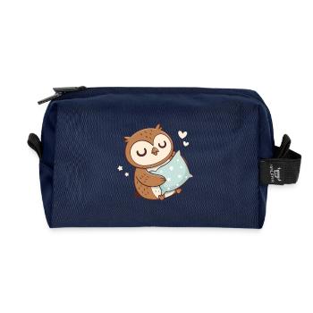 Cuddly Owl and Starry Cloud - Recycled Toiletry Zip Bag - navy - Front