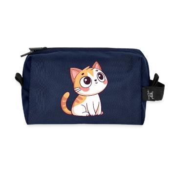 Curious Kitten - Recycled Toiletry Zip Bag - navy - Front