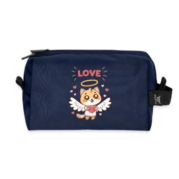 Chat Angélique Coeur et Ailes - Trousse de toilette en tissu recyclé - marine - Devant