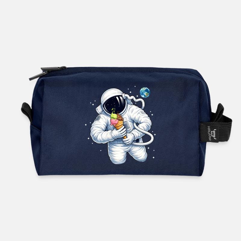 Astronaut mit Eiscreme im Weltall  - Recycelte Kulturtasche - Navy