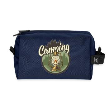 Camping lantern in the forest - Recycled Toiletry Zip Bag - navy - Front