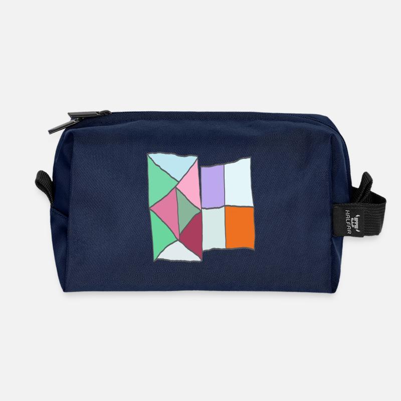 Geometrisches Quiltblock-Mosaik - Recycelte Kulturtasche - Navy