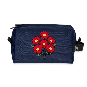 Blume rot rote Blume Blumen Gänseblümchen - Recycelte Kulturtasche - Navy - Vorne
