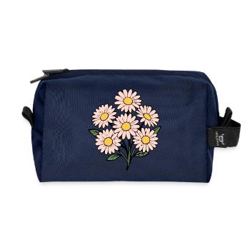 Flower pastel pink flowers blossom bouquet - Recycled Toiletry Zip Bag - navy - Front