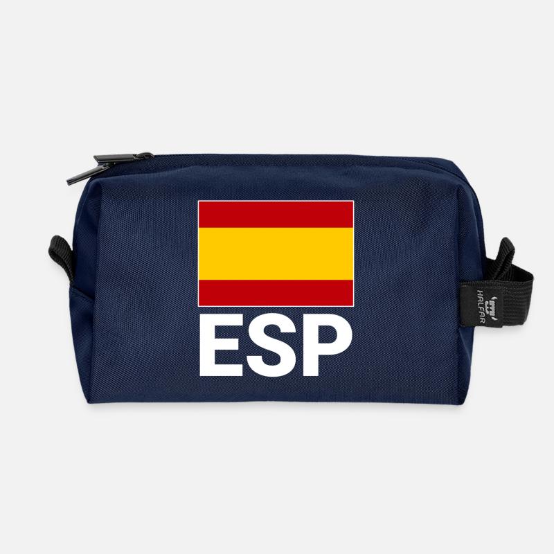 Sportliche Spanien Flagge mit ESP Abkürzung - Recycelte Kulturtasche - Navy