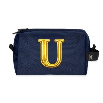 Goldenes U Monogramm - Recycelte Kulturtasche - Navy - Vorne