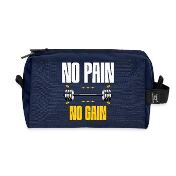 No Pain No Gain – Gym Motivation - Recycled Toiletry Zip Bag - navy - Front