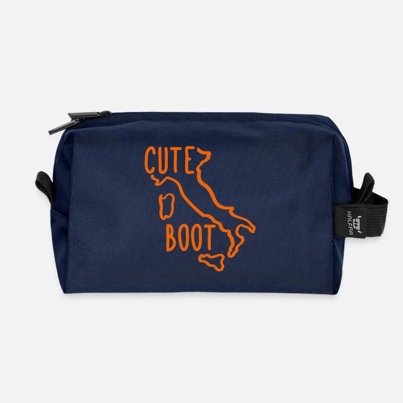 Cute Italian Boot - Cute Boot - Recycled Toiletry Zip Bag - navy