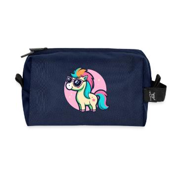 Rainbow Pony Glam-Brille - Recycelte Kulturtasche - Navy - Vorne