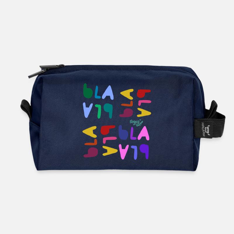 Bla blah blah - Recycled Toiletry Zip Bag - navy
