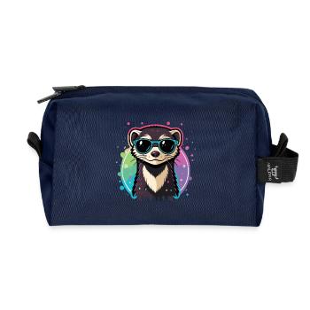 Loutre arc-en-ciel lunettes bleues - Trousse de toilette en tissu recyclé - marine - Devant