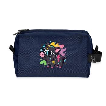 Cochon Art Spray et Lunettes - Trousse de toilette en tissu recyclé - marine - Devant