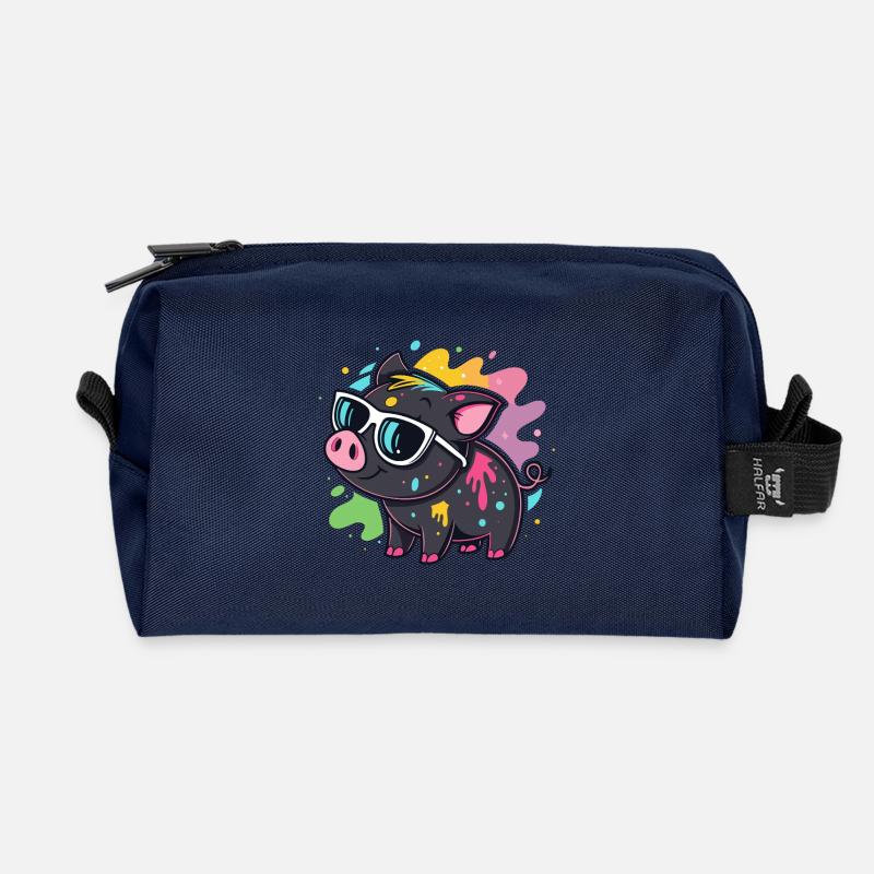 Pig Art Spray und Gläser - Recycelte Kulturtasche - Navy