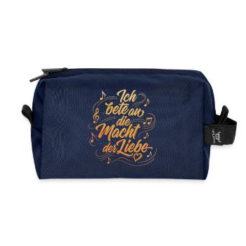 Ich bete an die Macht der Liebe - Lettering - Recycelte Kulturtasche - Navy - Vorne