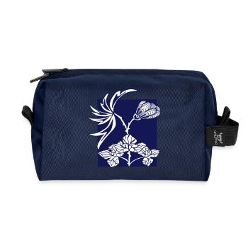Ornament Flowers - Recycled Toiletry Zip Bag - navy - Front