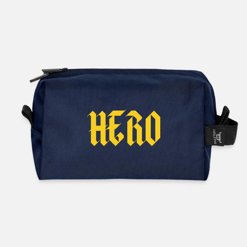 Fette gotische Helden-Glyphen in Gelb - Recycelte Kulturtasche - Navy