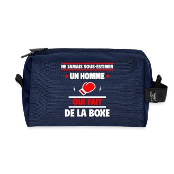Ne sous-estimez jamais un homme qui boxe - Trousse de toilette en tissu recyclé - marine - Devant