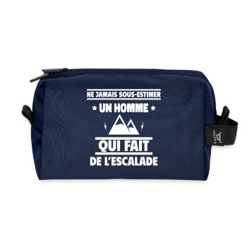Ne sous-estimez jamais un homme qui grimpe - Trousse de toilette en tissu recyclé - marine - Devant