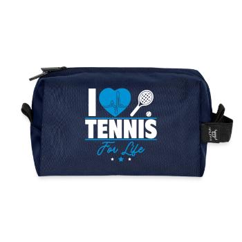 J’adore le tennis – Pour les joueurs de tennis qui ont de l’humour ! - Trousse de toilette en tissu recyclé - marine - Devant