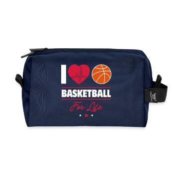 Ich liebe Basketball – Für immer ein Baller - Recycelte Kulturtasche - Navy - Vorne