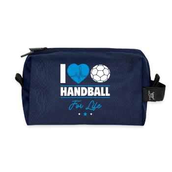 I Love Handball for Life – Humorous Edition - Recycled Toiletry Zip Bag - navy - Front