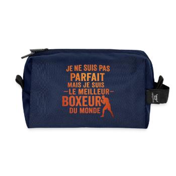 Pas parfait boxeur idée cadeau Boxe Humour Sport - Trousse de toilette en tissu recyclé - marine - Devant