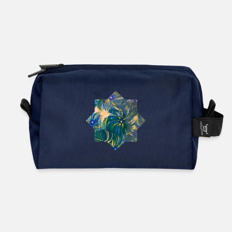  Stern - handgemalt von Martina Eßer - Recycelte Kulturtasche - Navy