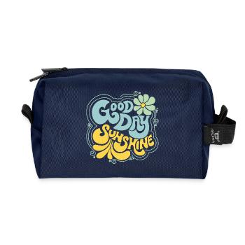 Bonne journée et fleur - Trousse de toilette en tissu recyclé - marine - Devant