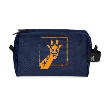 giraffe strichzeichnung orange - Recycelte Kulturtasche - Navy - Vorne