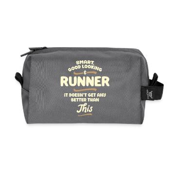 Smart, handsome and runner ... - Recycled Toiletry Zip Bag - anthracite - Front