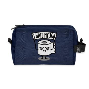 I hate my job - Toilet paper - Recycled Toiletry Zip Bag - navy - Front