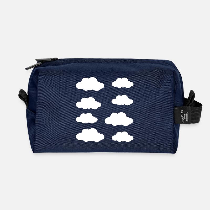 Weiße Wolken - Recycelte Kulturtasche - Navy