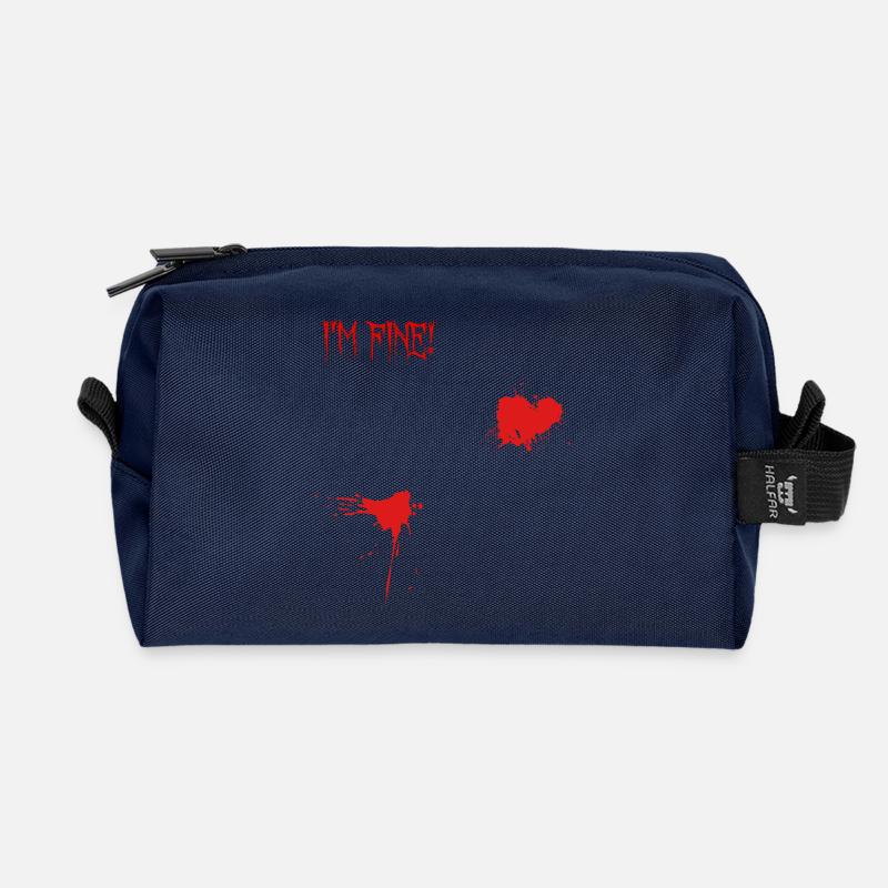 I'm Fine Blood Splatter - Recycled Toiletry Zip Bag - navy