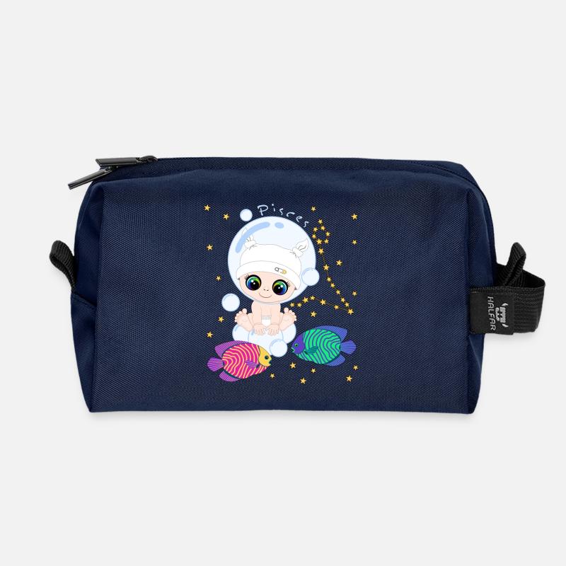 sternzeichen_pisces - Recycled Toiletry Zip Bag - navy