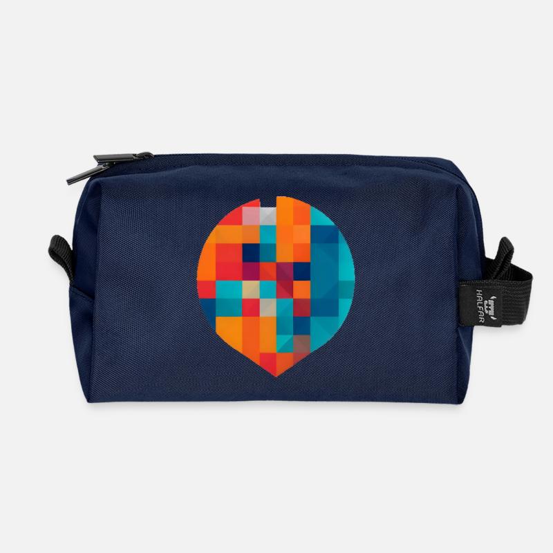Bunte Geometrie - Recycelte Kulturtasche - Navy