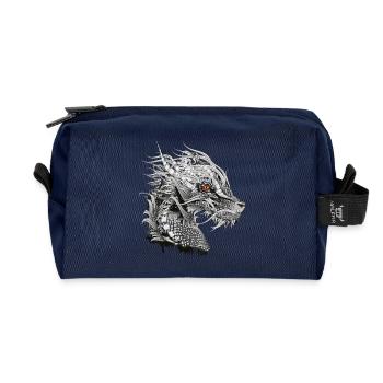 Tête de dragon mystique astucieusement conçue - Trousse de toilette en tissu recyclé - marine - Devant