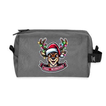 Christmas Reindeer Fairy Lights Tangled Merry - Recycled Toiletry Zip Bag - anthracite - Front