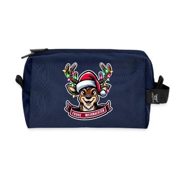 Weihnachtsrentier Lichterketten Wirrwarr Frohe - Recycelte Kulturtasche - Navy - Vorne
