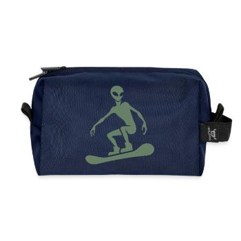 Design minimaliste : Alien Snowboarder Silhoue - Trousse de toilette en tissu recyclé - marine - Devant