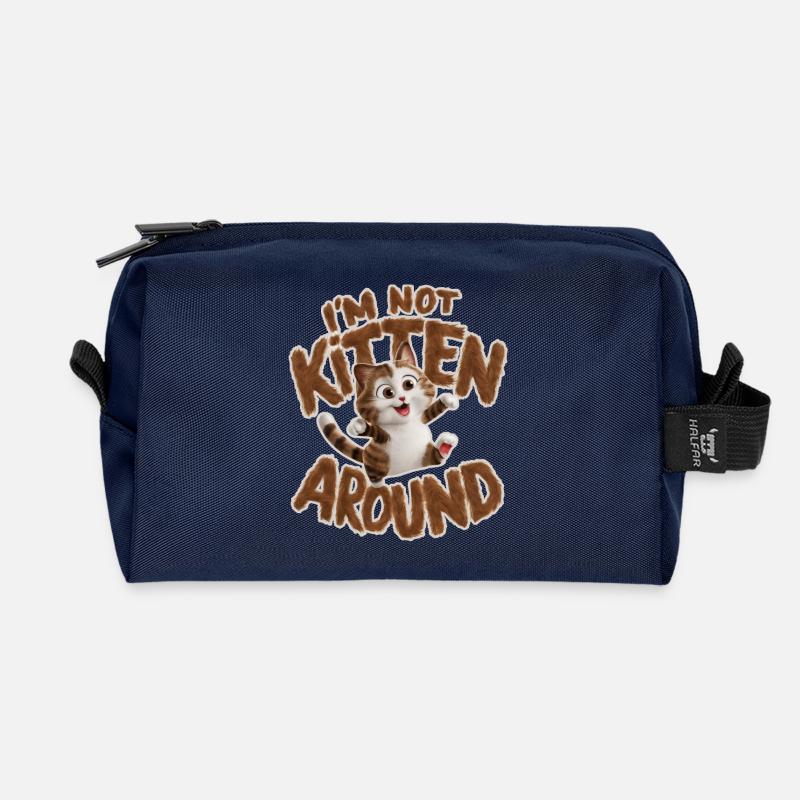 Katze - Ich bin kein Kätzchen around_2 - Recycelte Kulturtasche - Navy