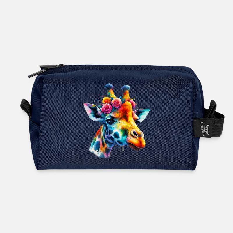 Giraffe - Recycelte Kulturtasche - Navy