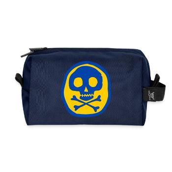 Schädel und Knochen - Recycelte Kulturtasche - Navy - Vorne