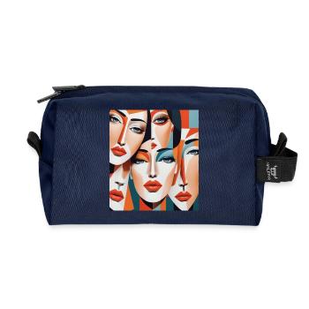 Abstract portraits of women - Recycled Toiletry Zip Bag - navy - Front