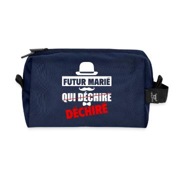 Futur marié qui déchire,déchiré,team du marié - Trousse de toilette en tissu recyclé - marine - Devant