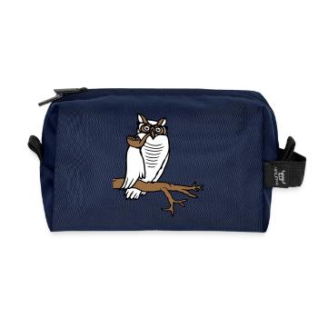 Pipe hibou fumer vieux grand-père aigle hibou branche arbre forêt - Trousse de toilette en tissu recyclé - marine - Devant